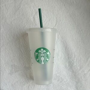 Starbucks Frosted Cup with Dark Green Straw